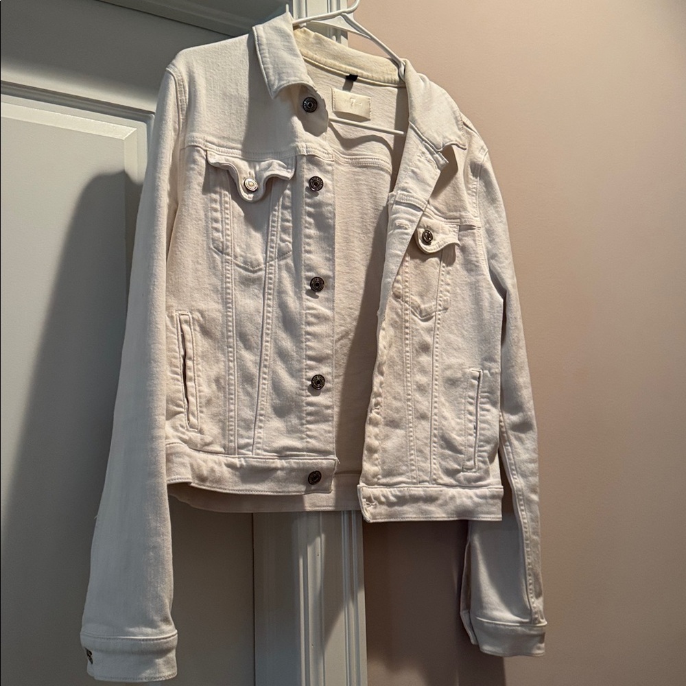 Stylish Cream Denim Jacket seven for all mankind